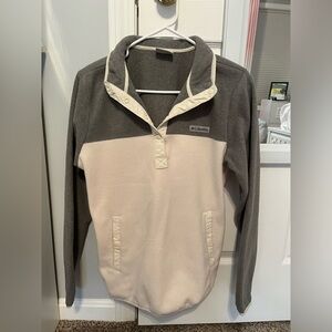 Columbia quarter zip button up, grey and beige size s